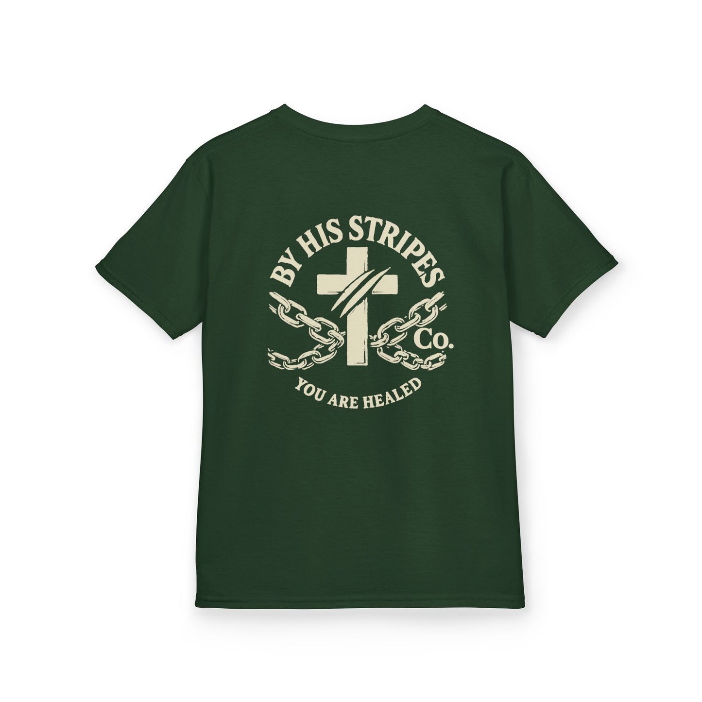 Youth Tee | By His stripes, we are healed.” — Isaiah 53:5