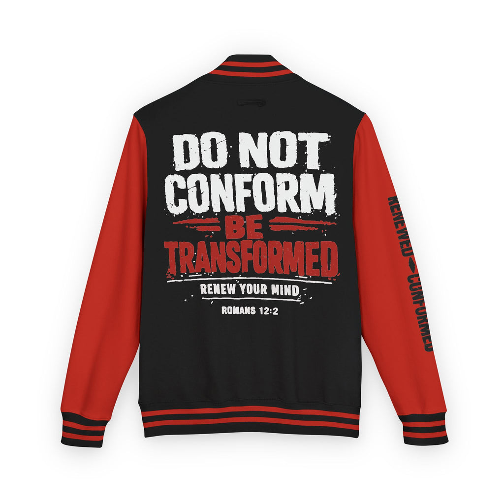 Letterman Jacket — Roman 12:2 “Don’t Conform Be Transformed” Christian Quote