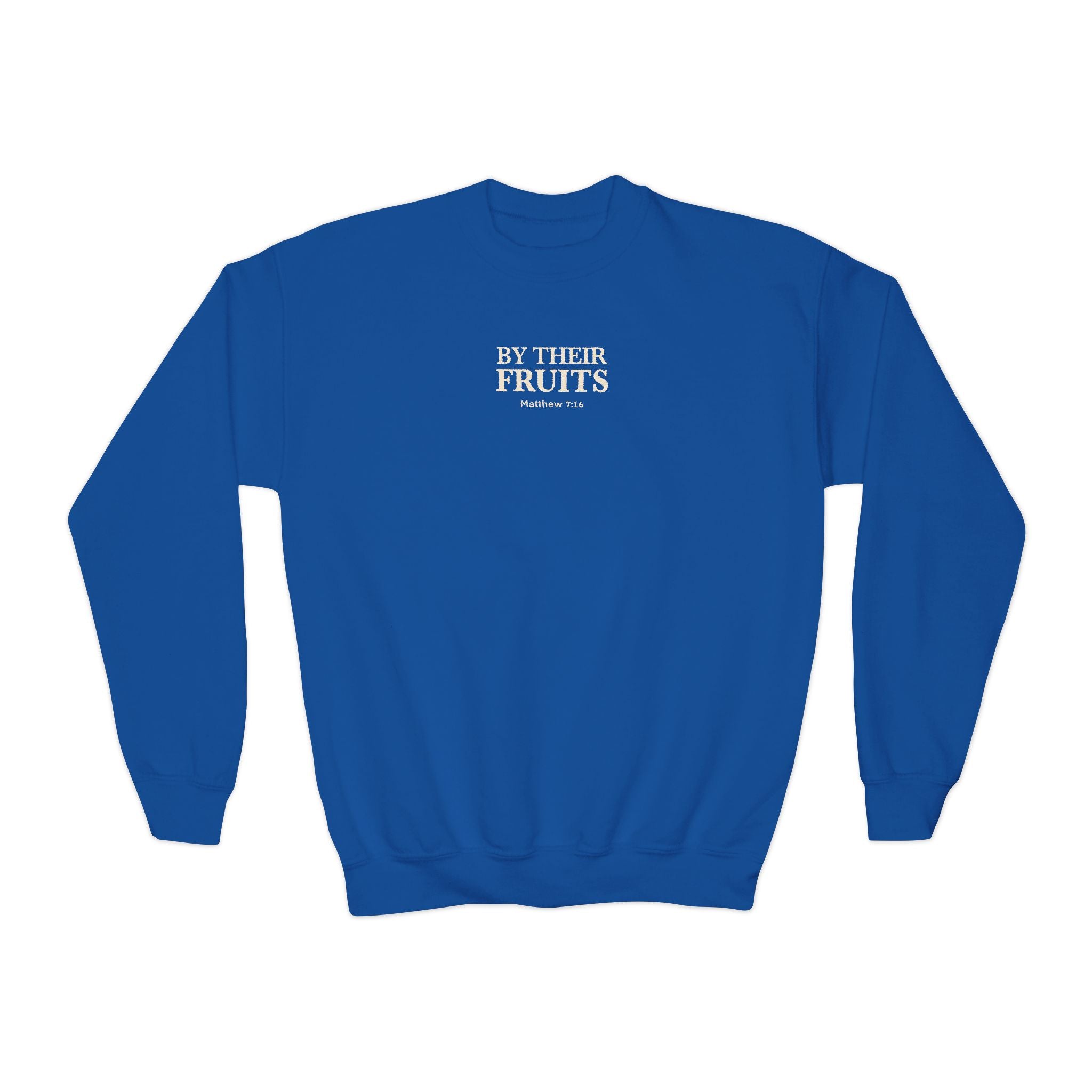 Youth Crewneck Sweatshirt – "By Their Fruit" Matthew 7:16-20