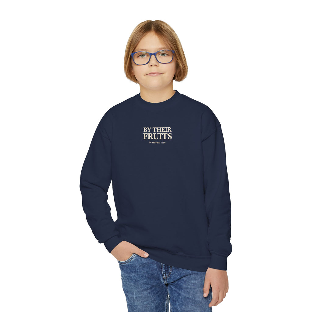 Youth Crewneck Sweatshirt – "By Their Fruit" Matthew 7:16-20