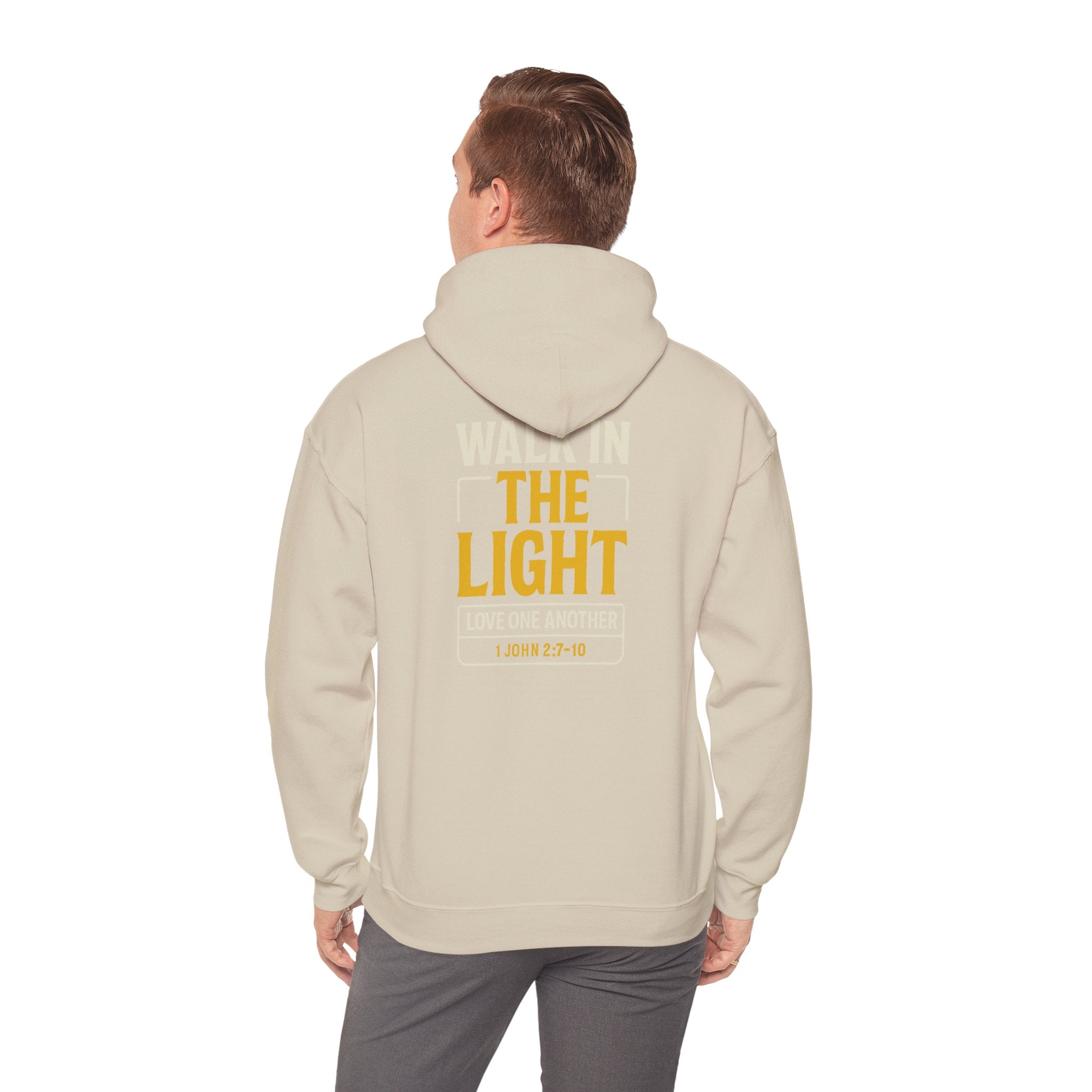 Adult Hoodie — "Walk in the Light" Christian Pullover (1 John 2:7–10)