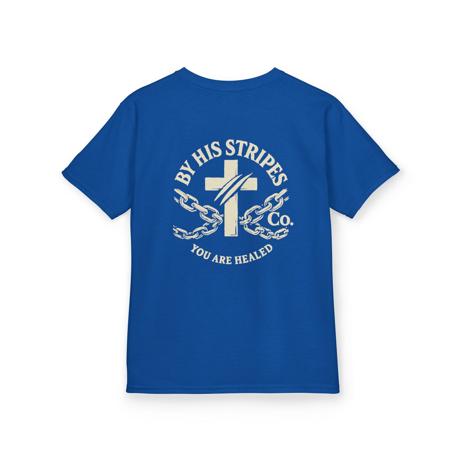 Youth Tee | By His stripes, we are healed.” — Isaiah 53:5