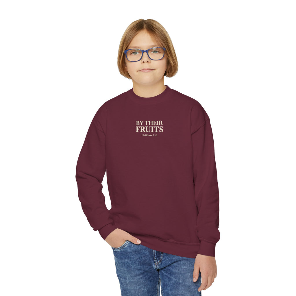 Youth Crewneck Sweatshirt – "By Their Fruit" Matthew 7:16-20