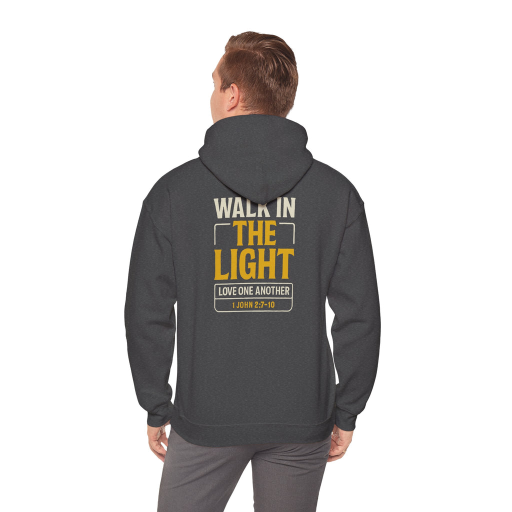 Adult Hoodie — "Walk in the Light" Christian Pullover (1 John 2:7–10)