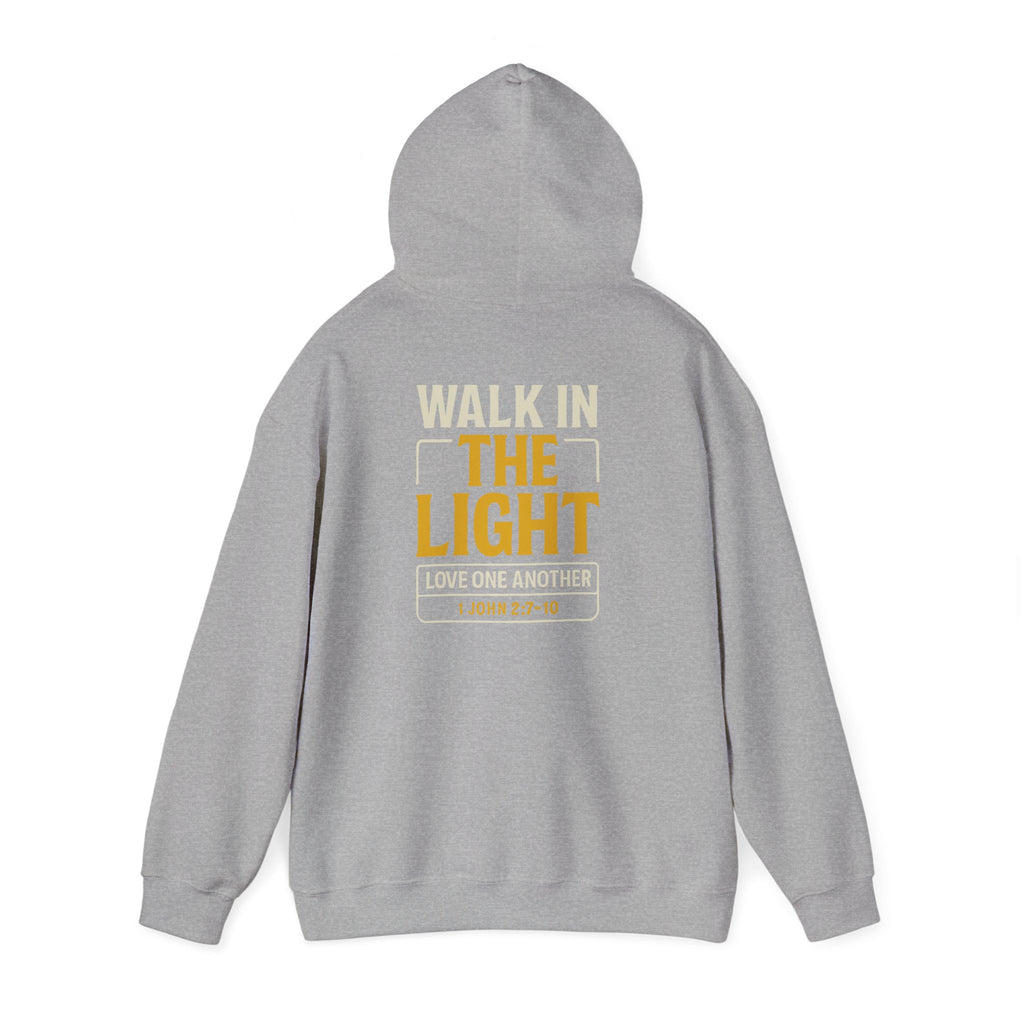 Adult Hoodie — "Walk in the Light" Christian Pullover (1 John 2:7–10)