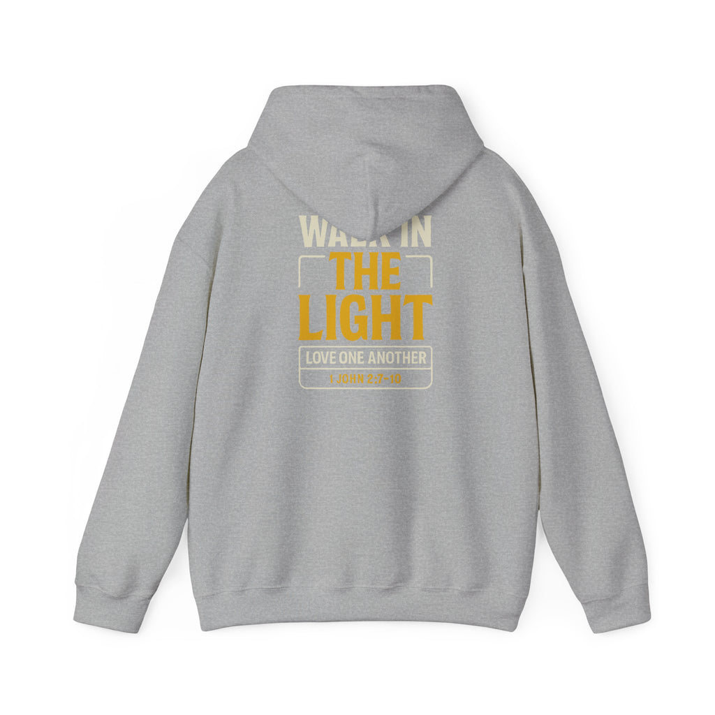 Adult Hoodie — "Walk in the Light" Christian Pullover (1 John 2:7–10)