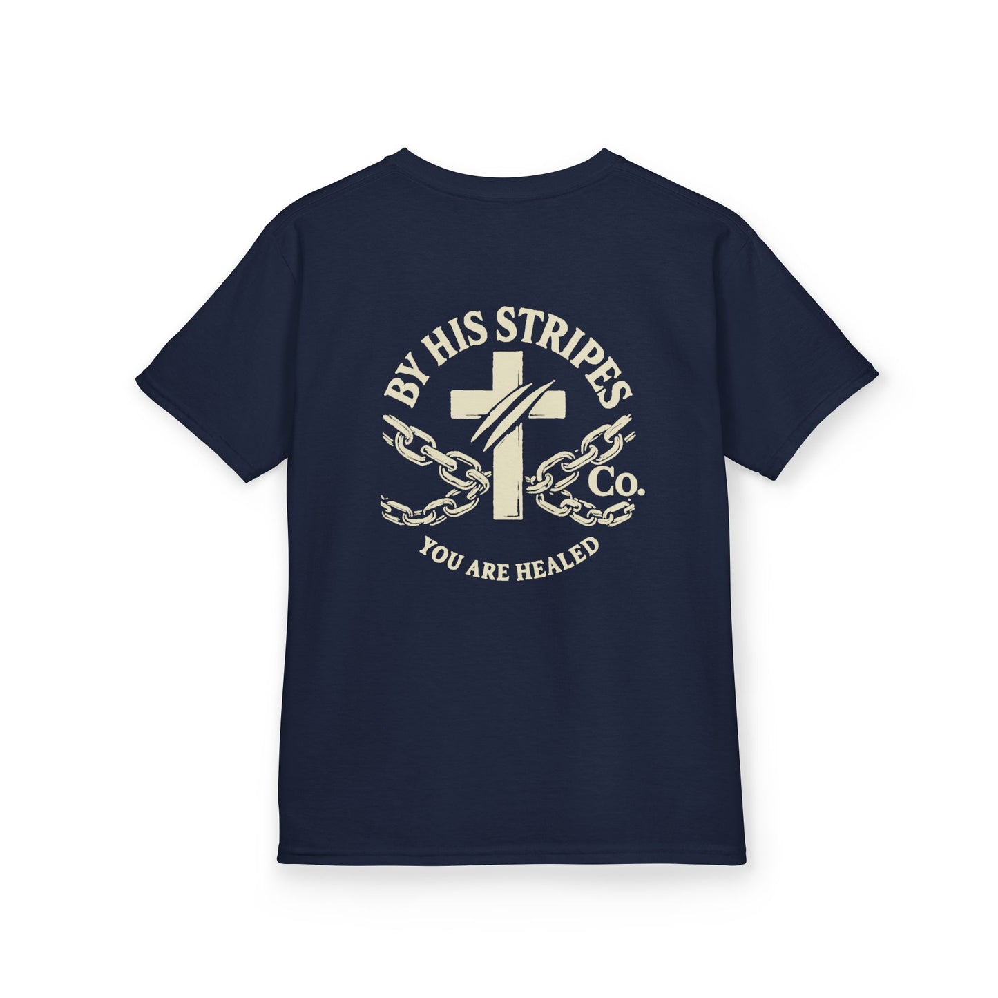 Youth Tee | By His stripes, we are healed.” — Isaiah 53:5