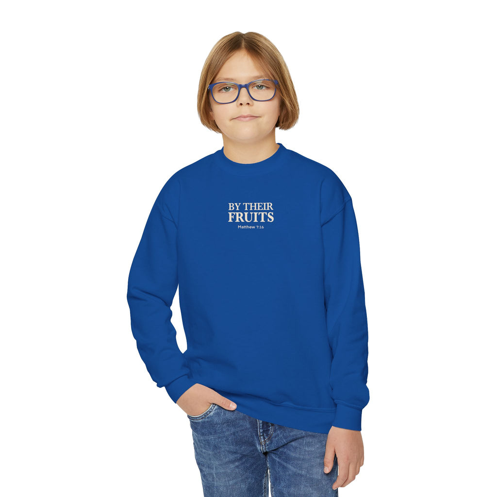 Youth Crewneck Sweatshirt – "By Their Fruit" Matthew 7:16-20