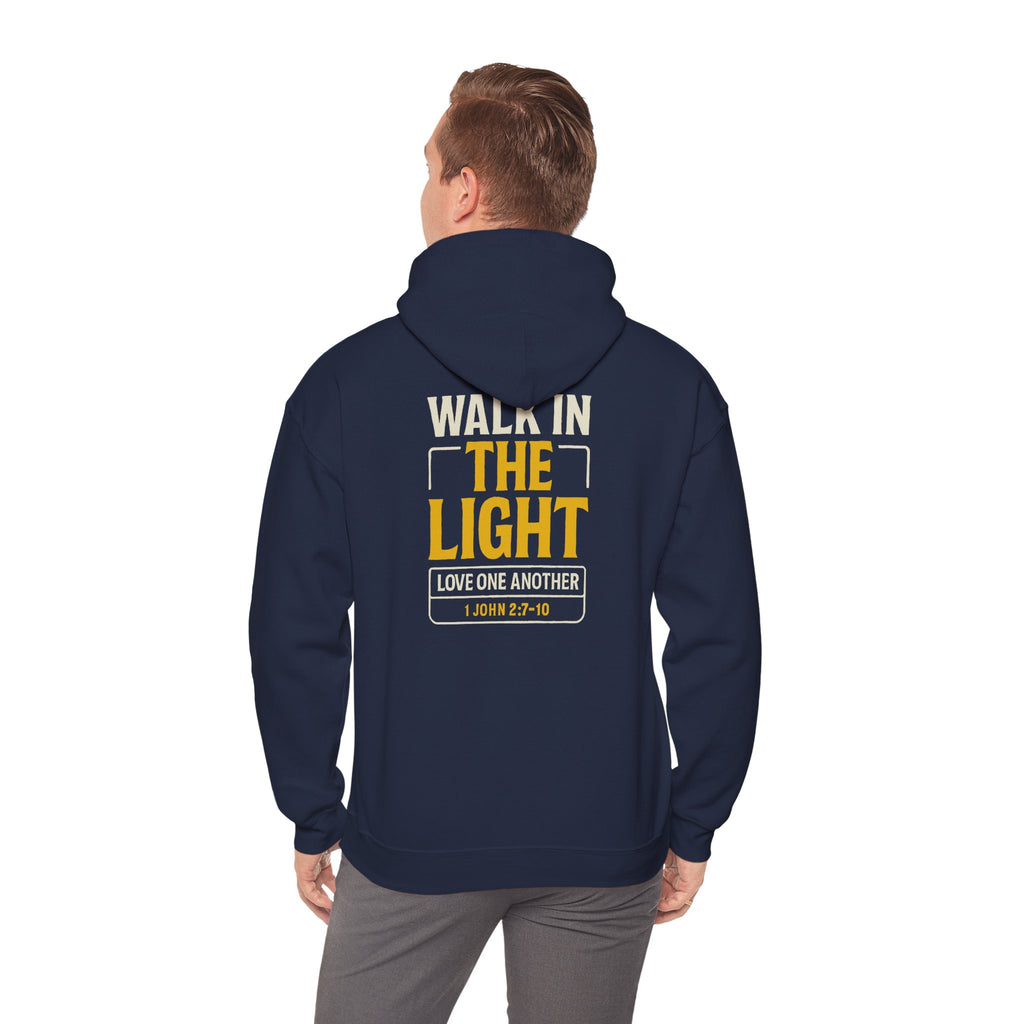 Adult Hoodie — "Walk in the Light" Christian Pullover (1 John 2:7–10)