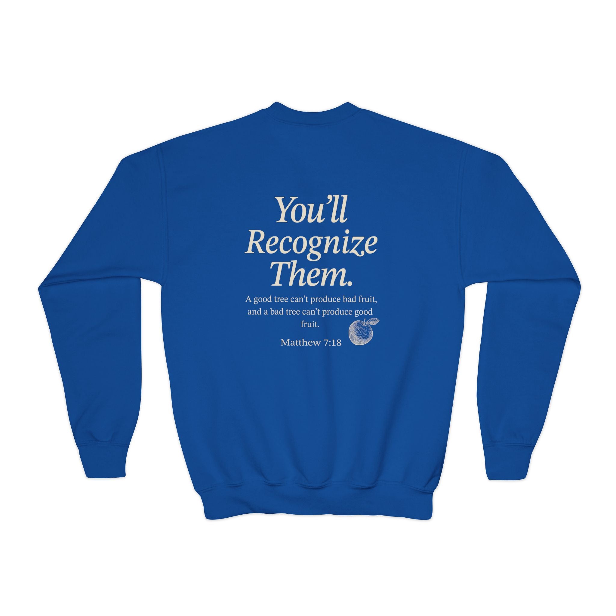 Youth Crewneck Sweatshirt – "By Their Fruit" Matthew 7:16-20