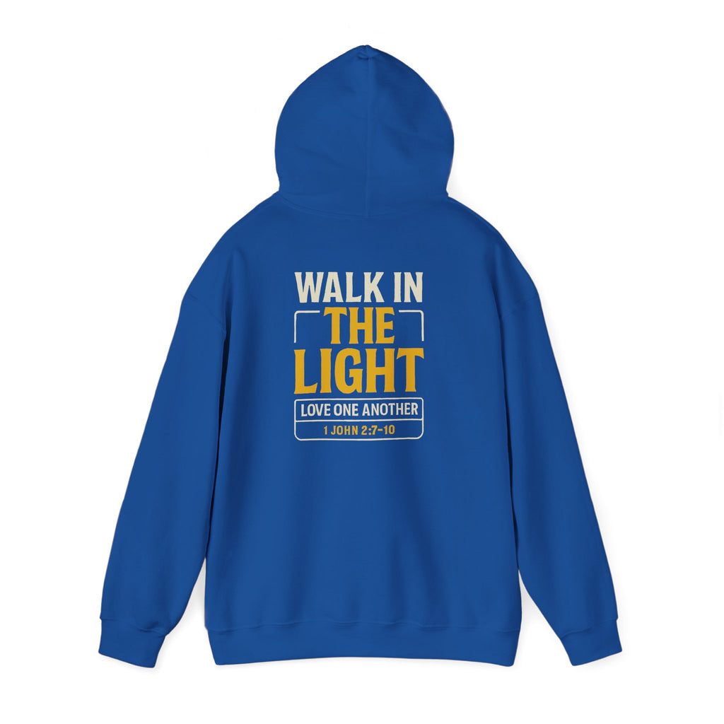 Adult Hoodie — "Walk in the Light" Christian Pullover (1 John 2:7–10)