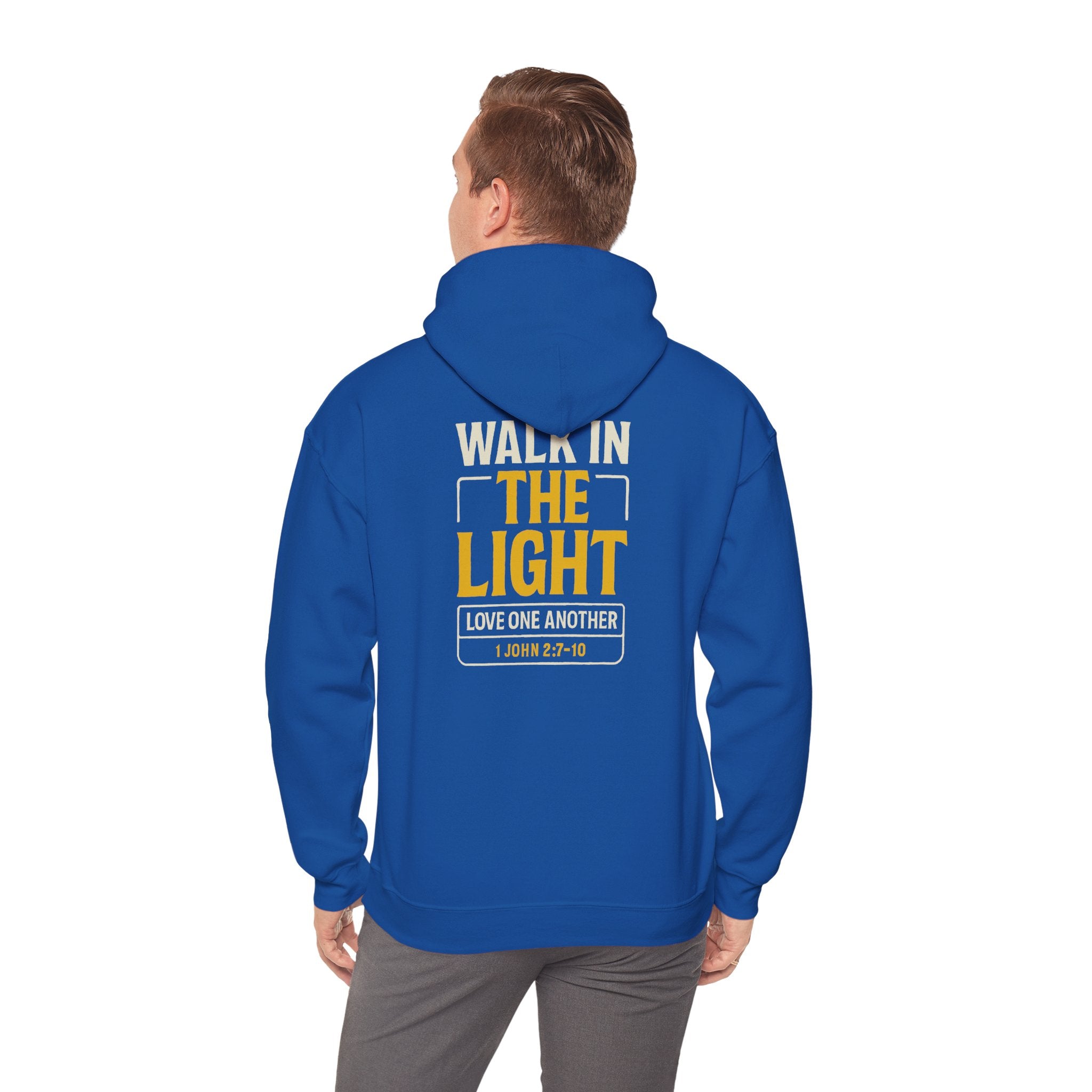 Adult Hoodie — "Walk in the Light" Christian Pullover (1 John 2:7–10)