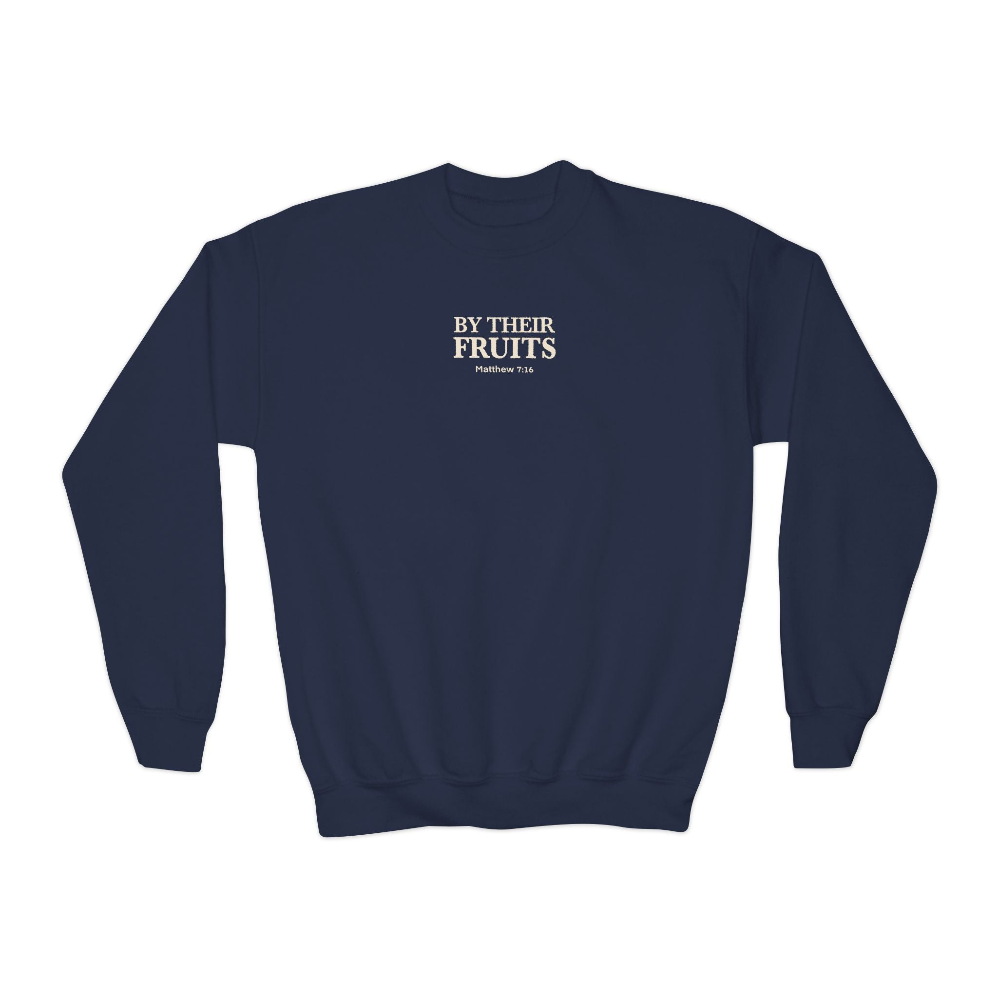 Youth Crewneck Sweatshirt – "By Their Fruit" Matthew 7:16-20