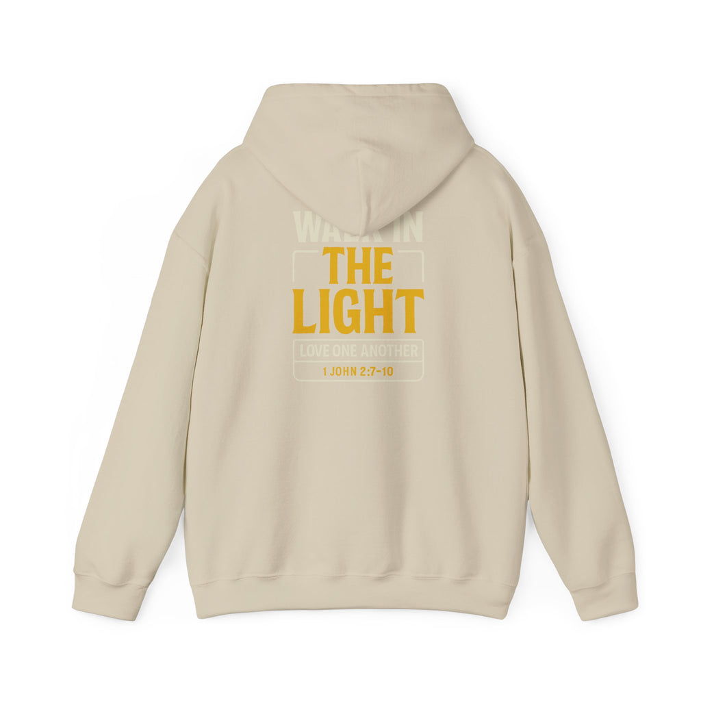 Adult Hoodie — "Walk in the Light" Christian Pullover (1 John 2:7–10)