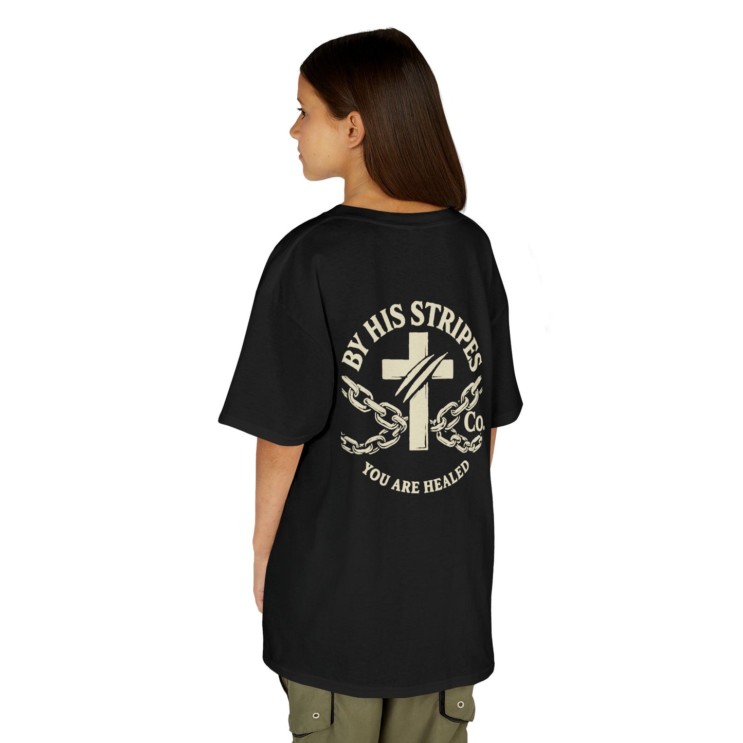 Youth Tee | By His stripes, we are healed.” — Isaiah 53:5