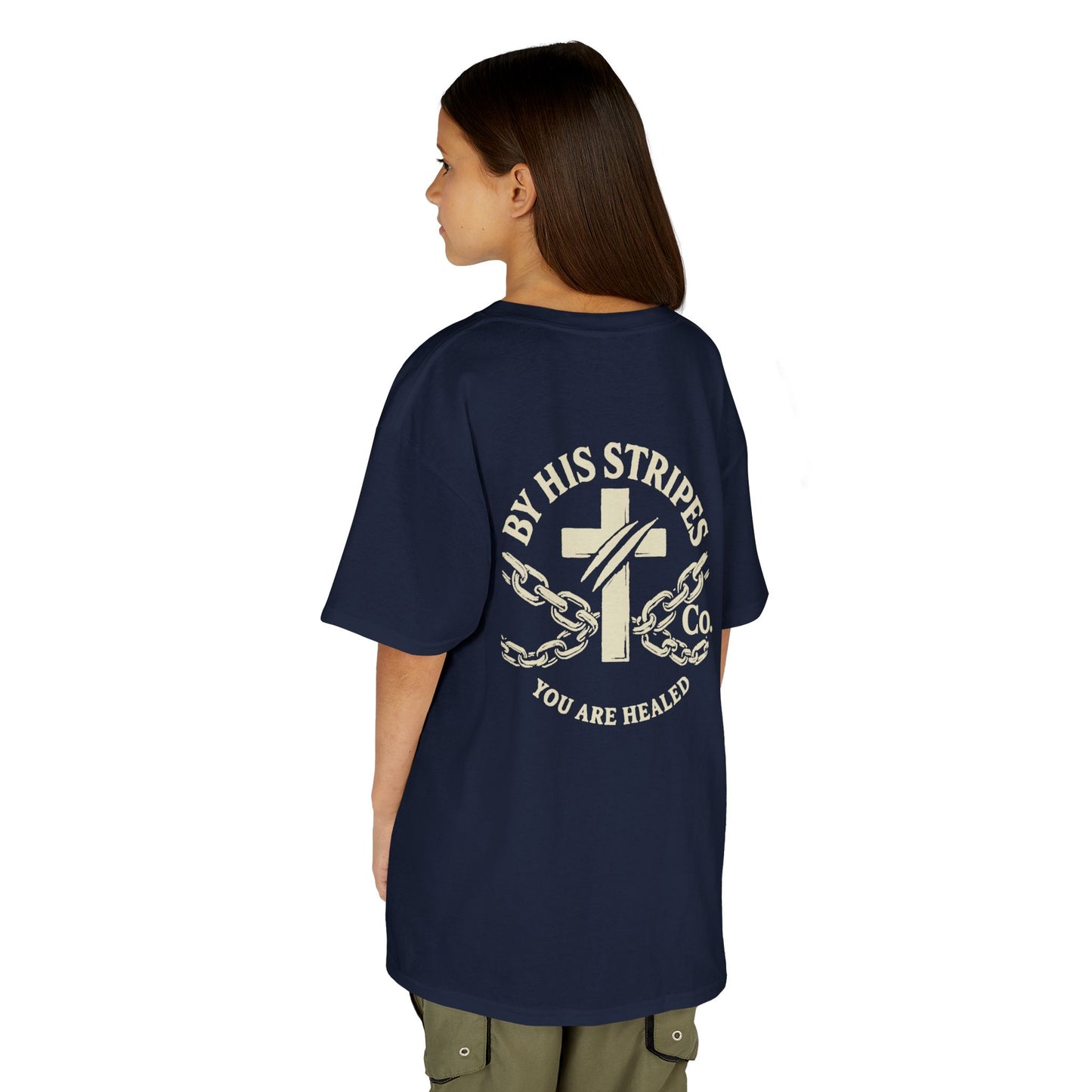 Youth Tee | By His stripes, we are healed.” — Isaiah 53:5