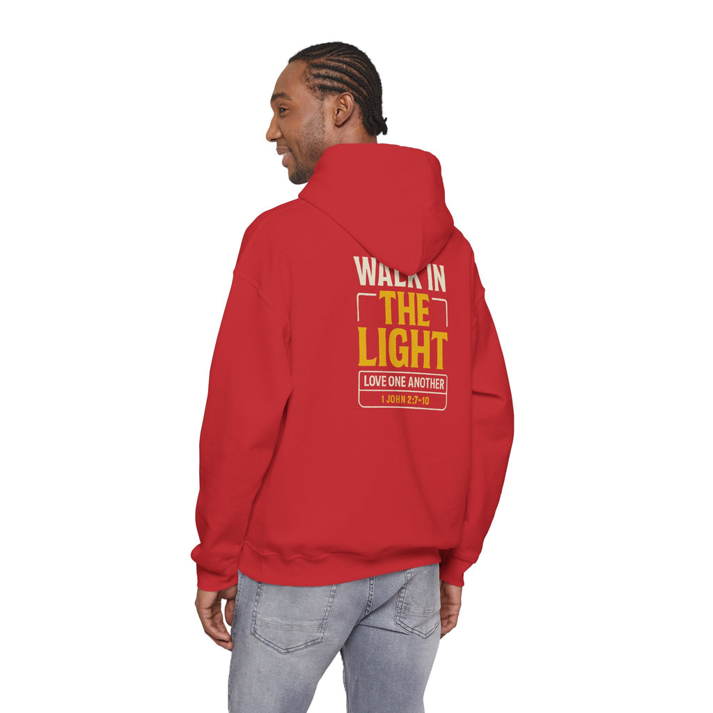 Adult Hoodie — "Walk in the Light" Christian Pullover (1 John 2:7–10)
