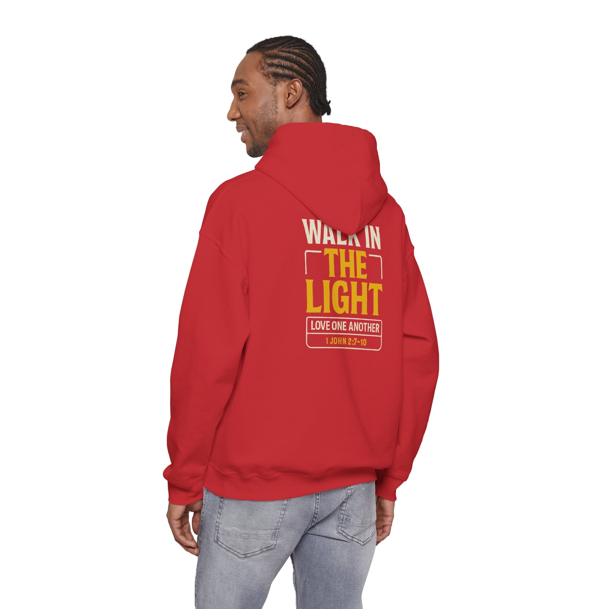 Adult Hoodie — "Walk in the Light" Christian Pullover (1 John 2:7–10)