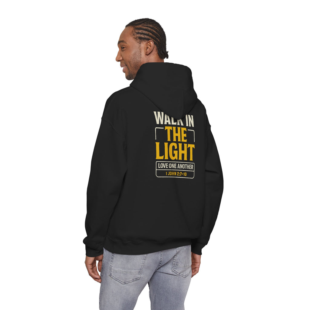 Adult Hoodie — "Walk in the Light" Christian Pullover (1 John 2:7–10)