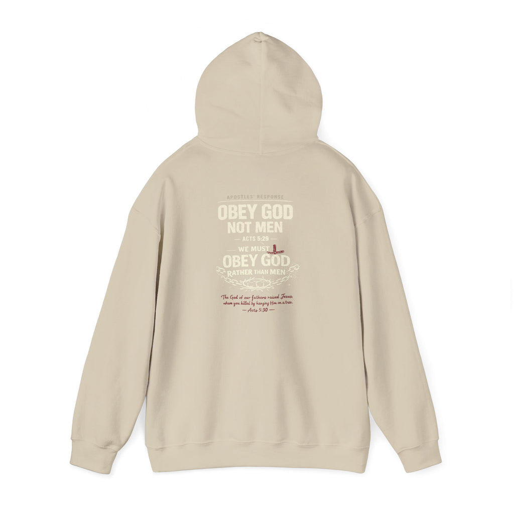 Christian Hoodie — "Obey God Not Men" Faith-Based Pullover