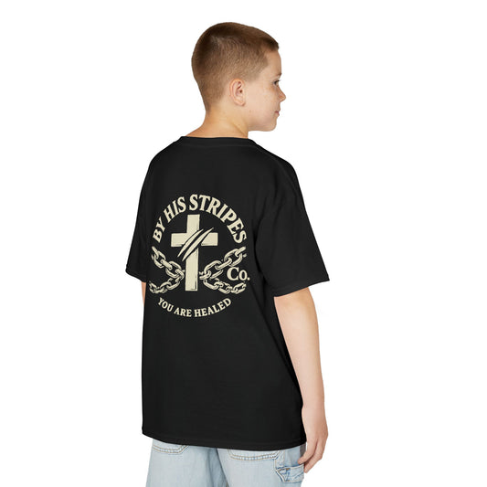 Youth Tee | By His stripes, we are healed.” — Isaiah 53:5