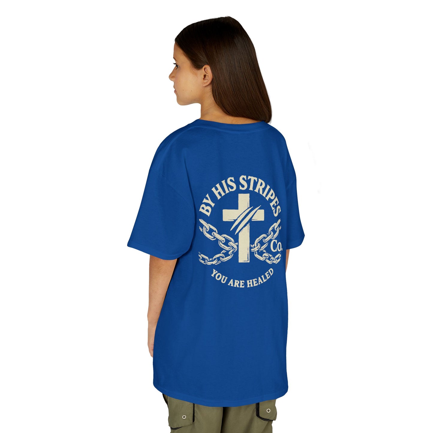 Youth Tee | By His stripes, we are healed.” — Isaiah 53:5