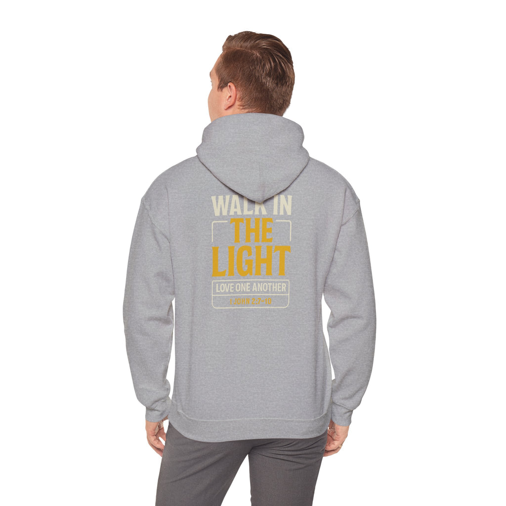 Adult Hoodie — "Walk in the Light" Christian Pullover (1 John 2:7–10)