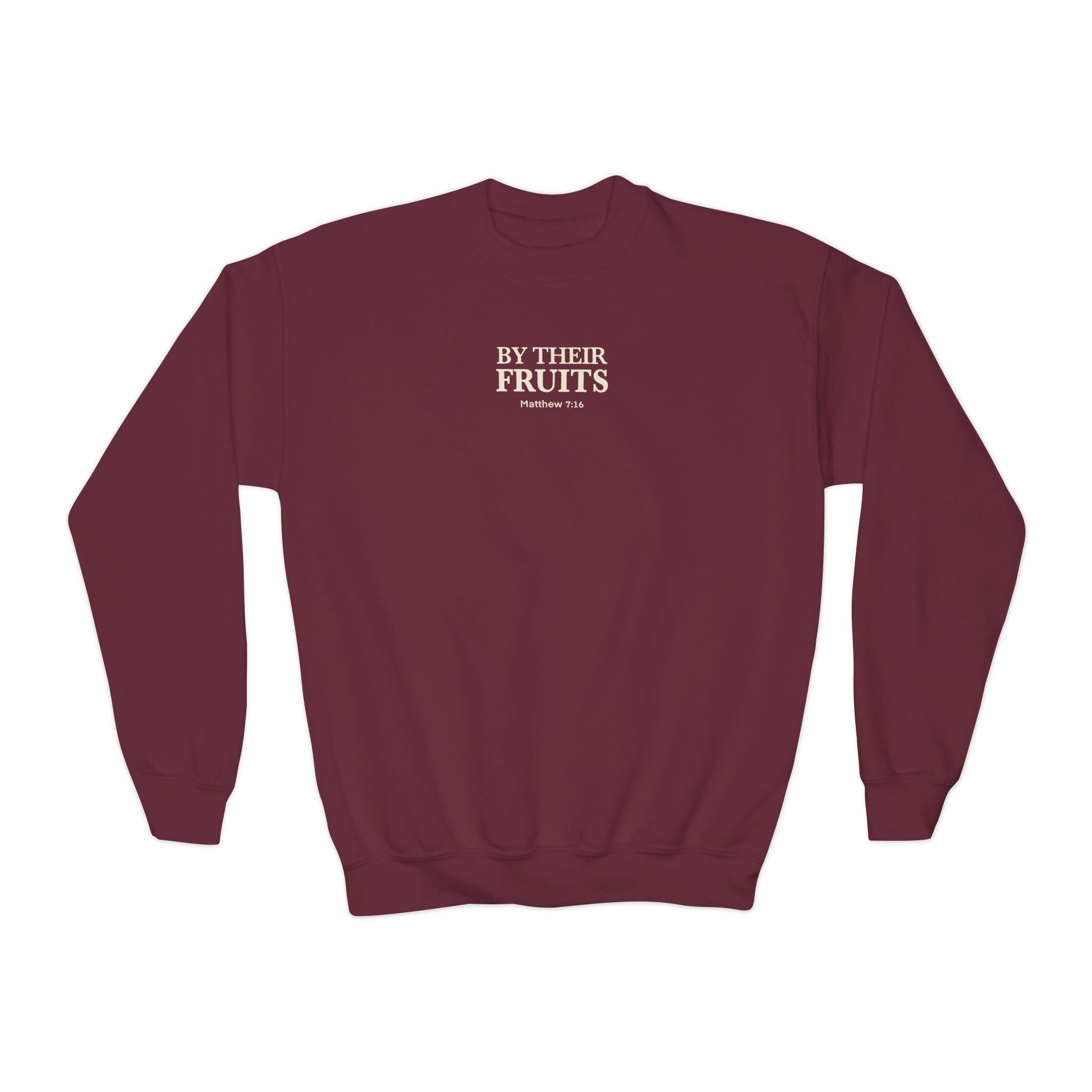 Youth Crewneck Sweatshirt – "By Their Fruit" Matthew 7:16-20