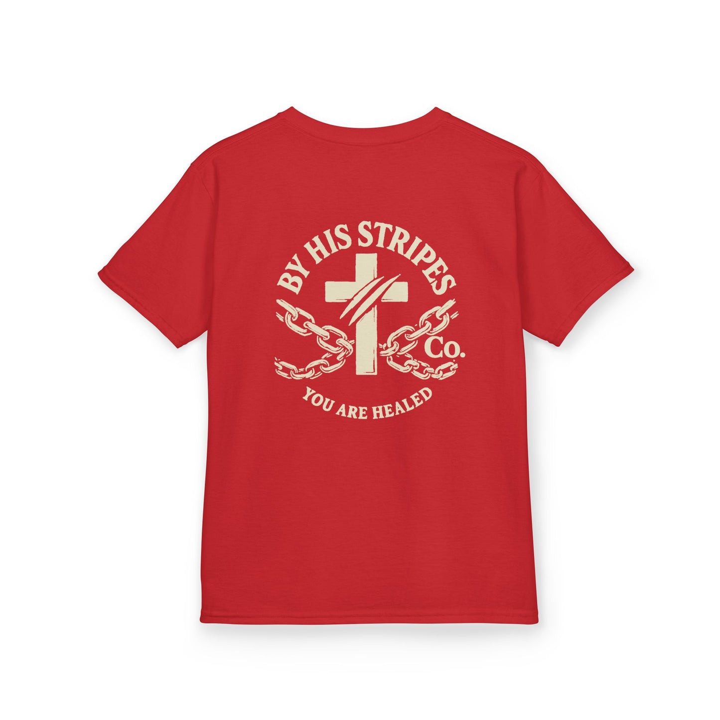 Youth Tee | By His stripes, we are healed.” — Isaiah 53:5