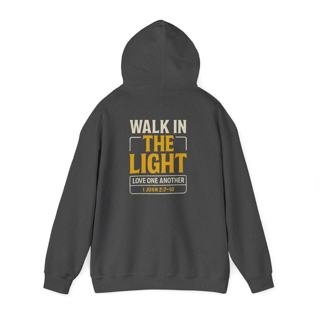 Adult Hoodie — "Walk in the Light" Christian Pullover (1 John 2:7–10)