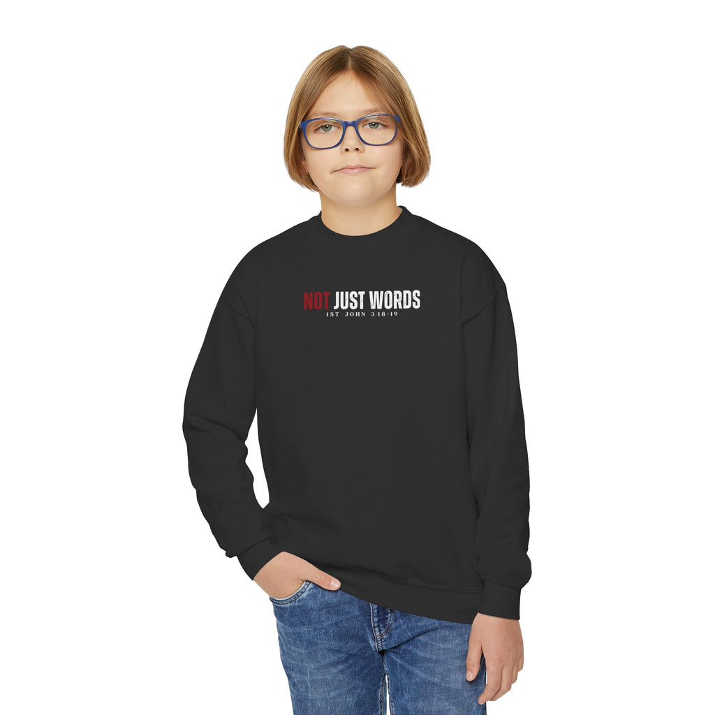 Youth Crewneck Sweatshirt - "Action Not Just Words" Christian Faith Design