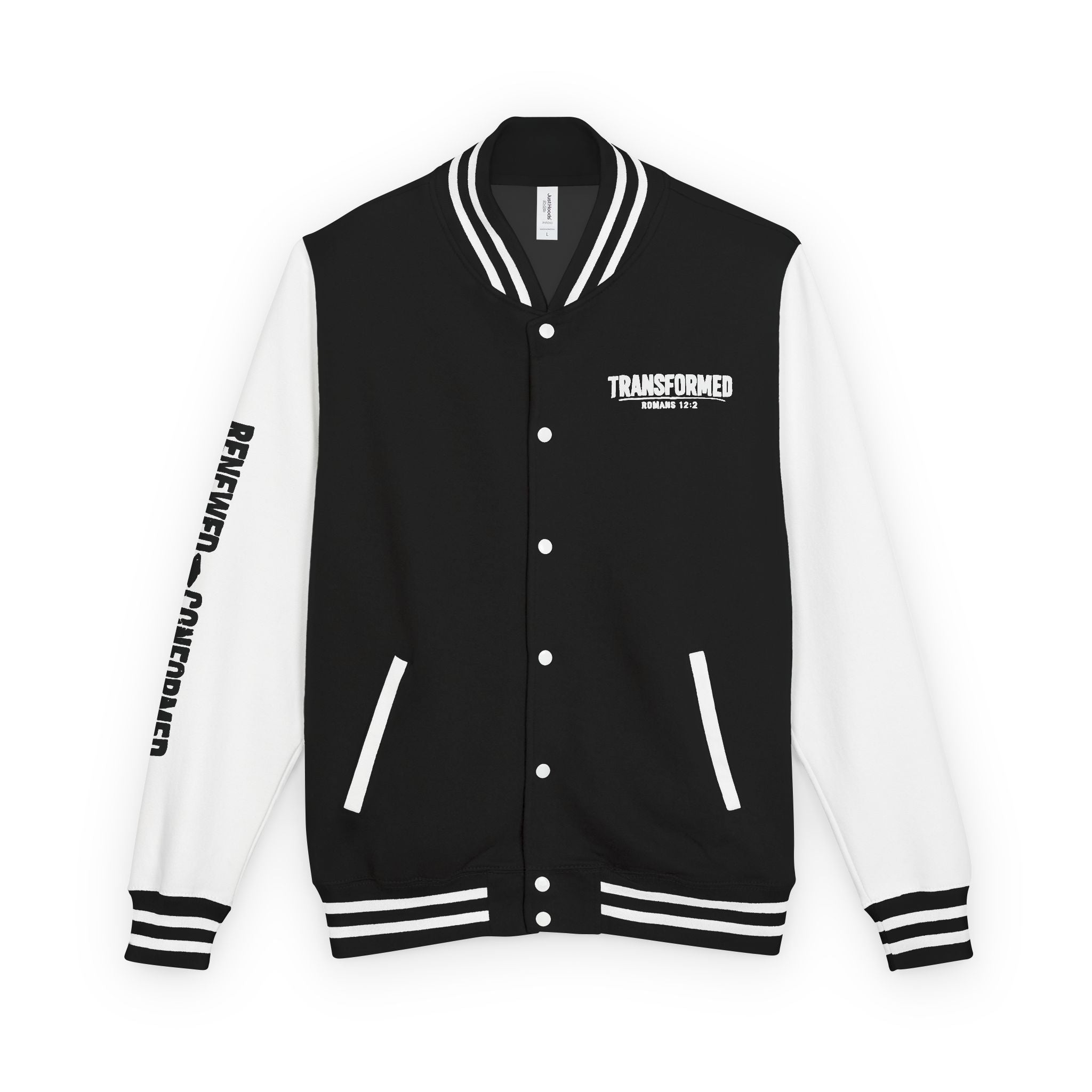 Letterman Jacket — Roman 12:2 “Don’t Conform Be Transformed” Christian Quote