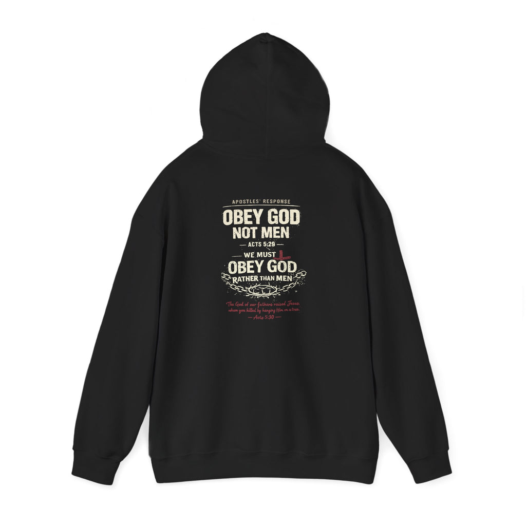 Christian Hoodie — "Obey God Not Men" Faith-Based Pullover