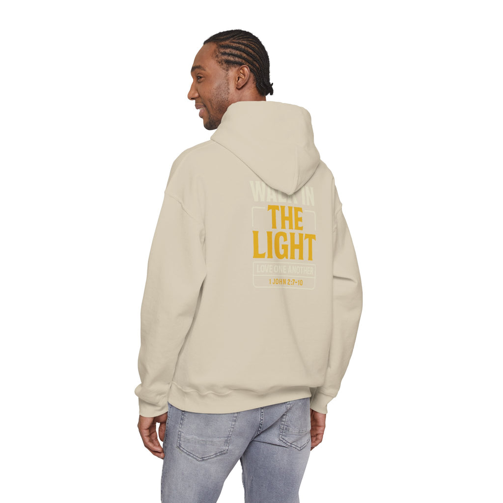 Adult Hoodie — "Walk in the Light" Christian Pullover (1 John 2:7–10)