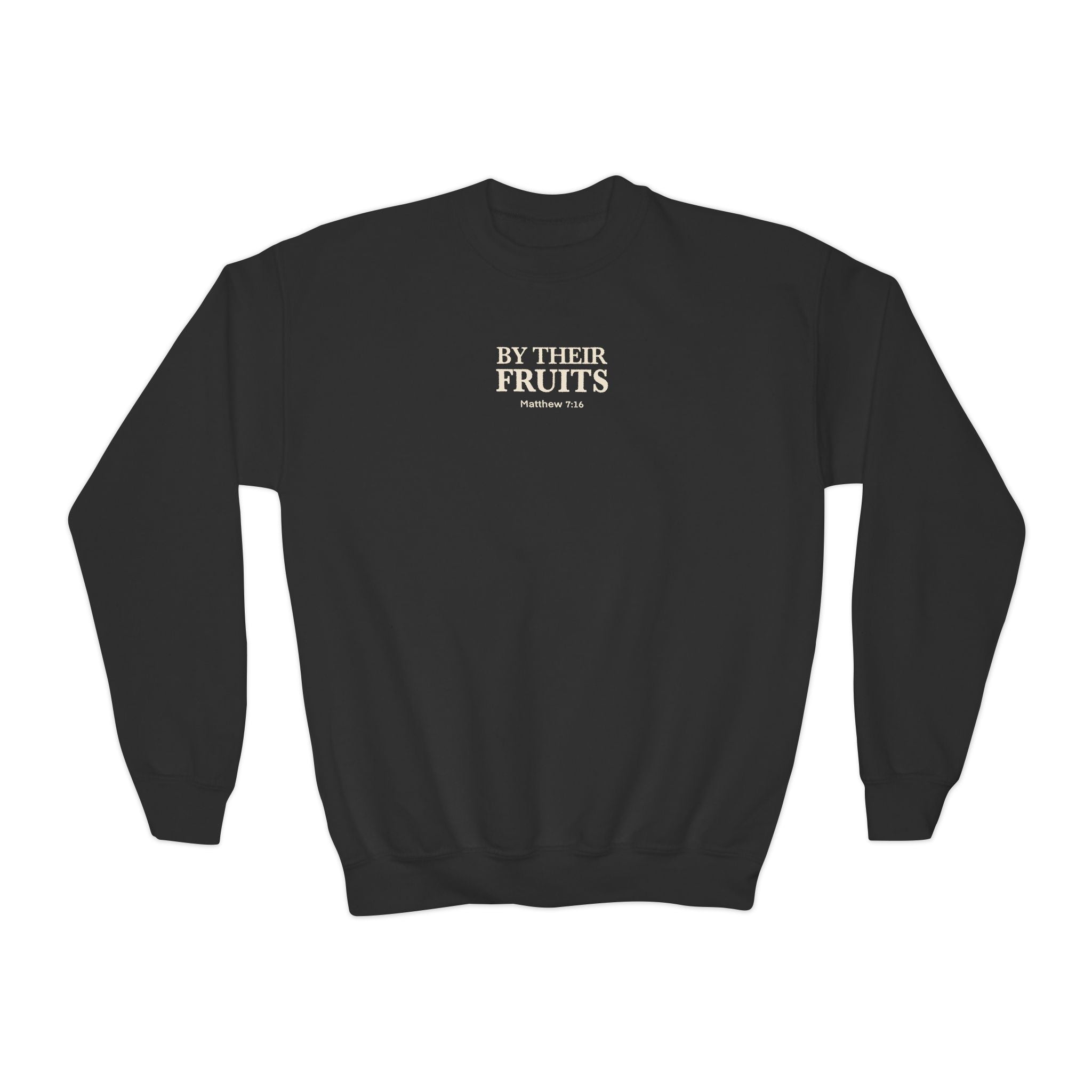 Youth Crewneck Sweatshirt – "By Their Fruit" Matthew 7:16-20