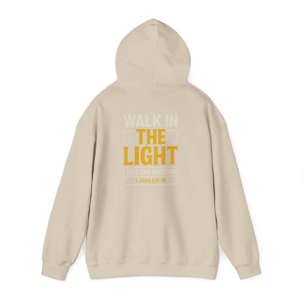 Adult Hoodie — "Walk in the Light" Christian Pullover (1 John 2:7–10)