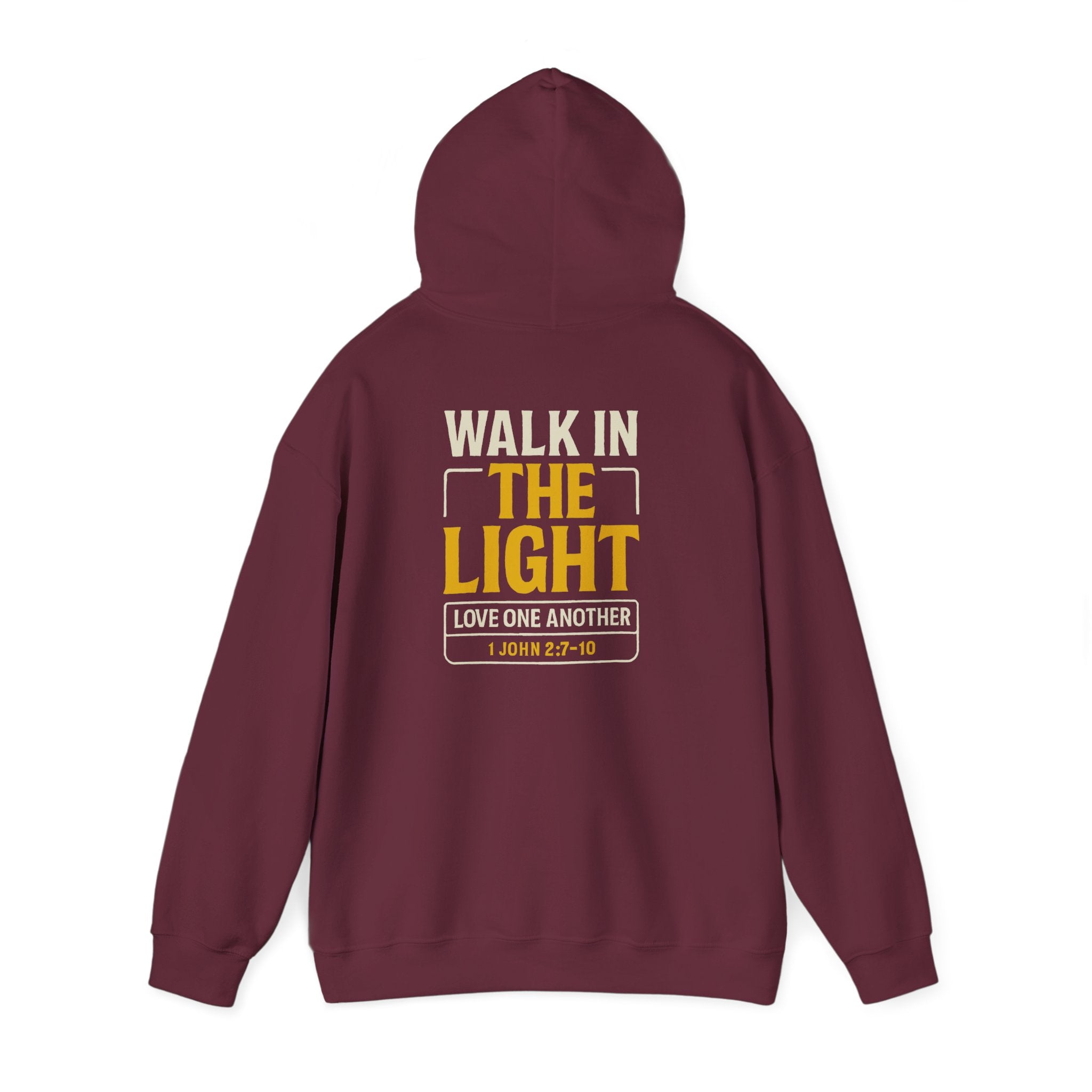 Adult Hoodie — "Walk in the Light" Christian Pullover (1 John 2:7–10)