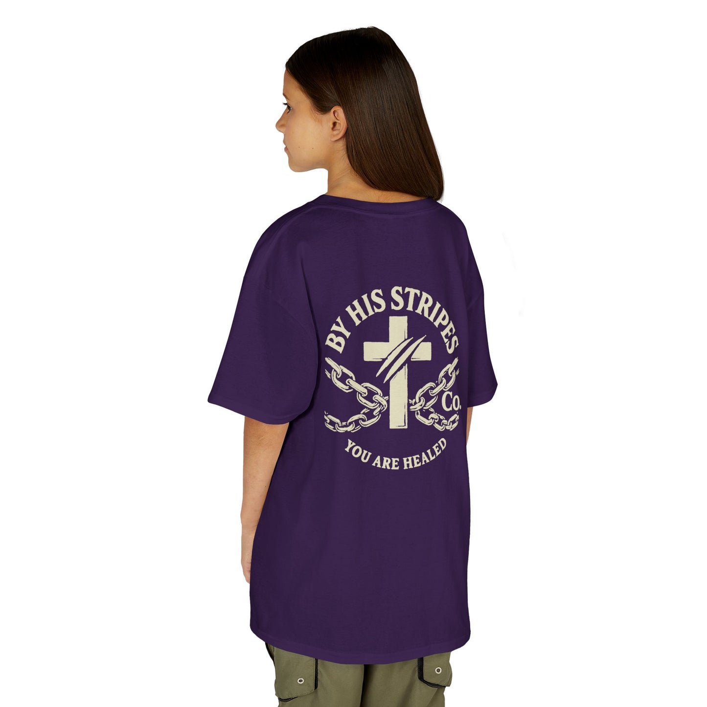 Youth Tee | By His stripes, we are healed.” — Isaiah 53:5