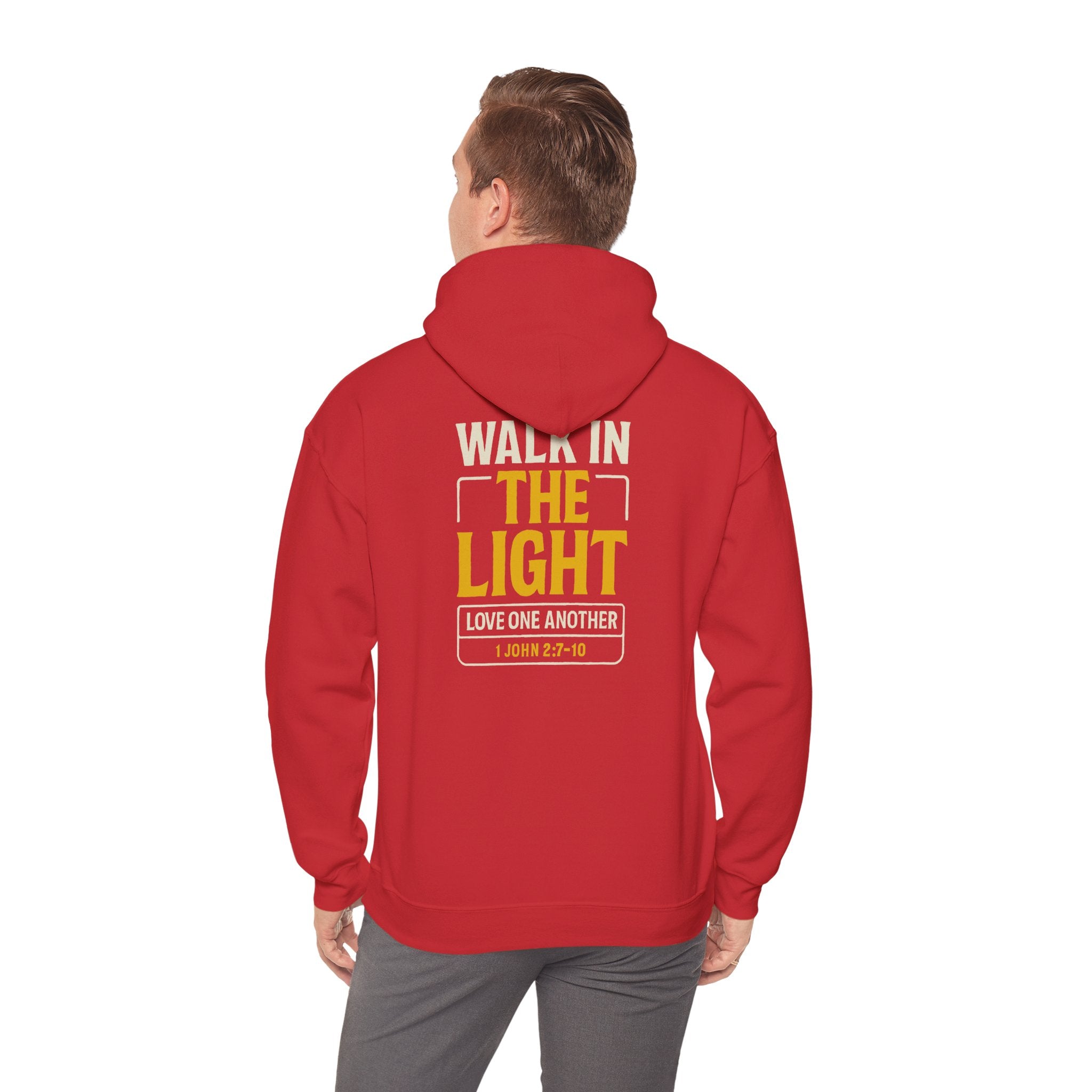 Adult Hoodie — "Walk in the Light" Christian Pullover (1 John 2:7–10)